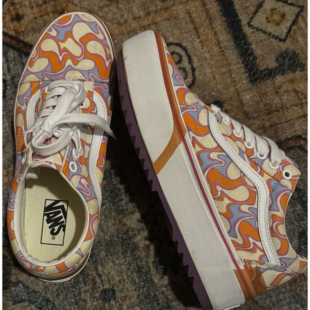 EUC Vans Old Skool Stacked UV Hippie Groovy Ink platform sneakers M8.5 W10